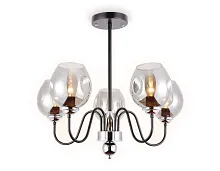 Люстра на штанге TR9058 Ambrella light прозрачная на 5 ламп, основание чёрное в стиле современный лофт 
