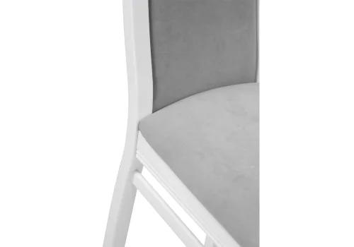 Деревянный стул Давиано серый велюр / белый 515977 Woodville, серый/велюр, ножки/массив бука дерево/белый, размеры - ****450*540 фото 6