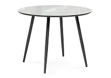 Стеклянный стол Абилин 100 ультра белый / черный / черный матовый 516543 Woodville столешница белая из стекло