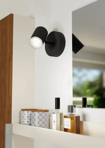 Бра Consuma 901964 Eglo чёрный на 1 лампу, основание чёрное в стиле современный для чтения фото 2