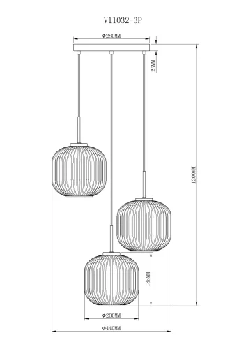 Светильник подвесной Ivory V11032-3P  Moderli белый 3 лампы, основание белое в стиле современный выдувное фото 2