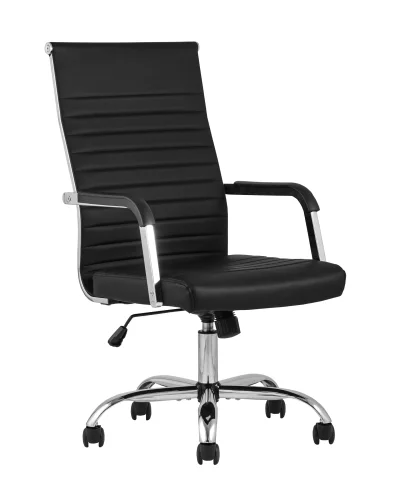 Кресло офисное TopChairs Unit, черное УТ000001927 Stool Group, чёрный/экокожа, ножки/металл/хром, размеры - ****520*640