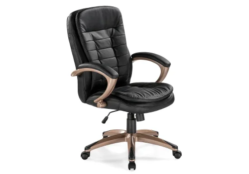 Компьютерное кресло Palamos черное 1730 Woodville, чёрный/искусственная кожа, ножки/металл/коричневый, размеры - *1140***630* фото 4