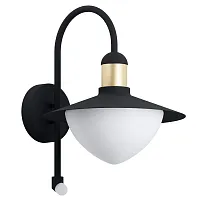 Настенный светильник с датчиком движения SIRMIONE 97286 Eglo уличный IP44 чёрный 1 лампа, плафон белый в стиле современный E27