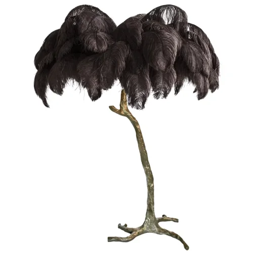 Торшер страусиные перья Feather Lamp A MODERN GRAND TOUR черный 189584-22 ImperiumLoft чёрный на 3 лампы, основание латунь в стиле современный фото 2