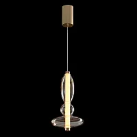 Светильник подвесной LED QUASAR SP10W LED AMBER Crystal Lux янтарный на 1 лампу, основание золотое в стиле современный выдувное
