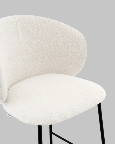 Стул полубарный Блейз букле белый УТ000041389 Stool Group, белый/букле, ножки/металл/чёрный, размеры - ***** фото 7