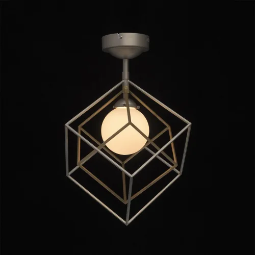 Светильник подвесной Призма 726010301 MW-Light бронзовый матовый никель белый 1 лампа, основание матовое никель в стиле современный куб фото 2