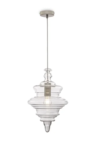 Светильник подвесной Trottola P057PL-01W Maytoni прозрачный 1 лампа, основание белое в стиле современный выдувное