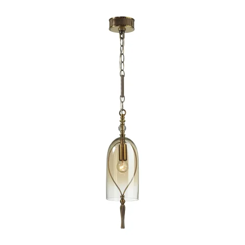 Светильник подвесной Bell 4892/1 Odeon Light янтарный 1 лампа, основание бронзовое в стиле классический  фото 2
