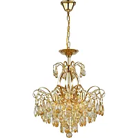 Люстра подвесная Berta 1038/03/05P Stilfort янтарная на 5 ламп, основание золотое в стиле классический Люстра подвесная Berta 1038/03/05P Stilfort янтарная на 5 ламп, основание золотое в стиле классический