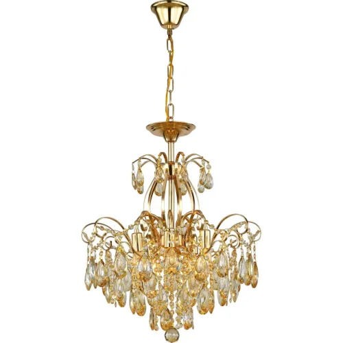 Люстра подвесная Berta 1038/03/05P Stilfort янтарная на 5 ламп, основание золотое в стиле классический Люстра подвесная Berta 1038/03/05P Stilfort янтарная на 5 ламп, основание золотое в стиле классический