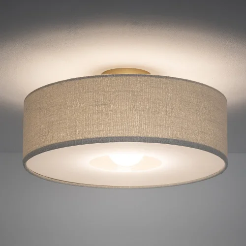 Светильник потолочный Santana M 11651-NW Nowodvorski бежевый на 1 лампу, основание золотое в стиле лофт круглый фото 2