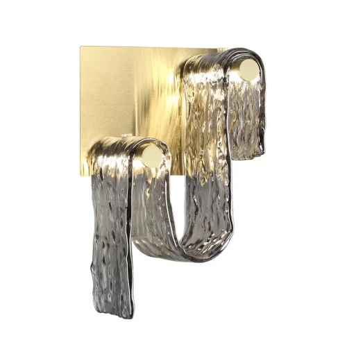 Бра LED Flow 5106/11WL Odeon Light дымчатый серый на 1 лампу, основание золотое в стиле арт-деко современный фото 3