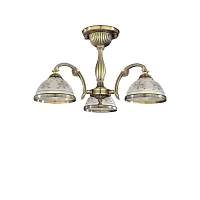 Люстра потолочная  PL 6022/3 Reccagni Angelo белая прозрачная на 3 лампы, основание античное бронза в стиле классический 