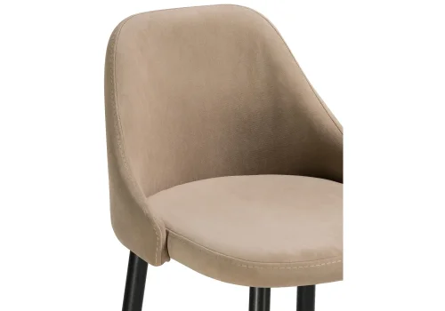 Барный стул Джама бежевый / черный матовый 448665 Woodville, бежевый/велюр, ножки/металл/чёрный, размеры - ****460*530 фото 5
