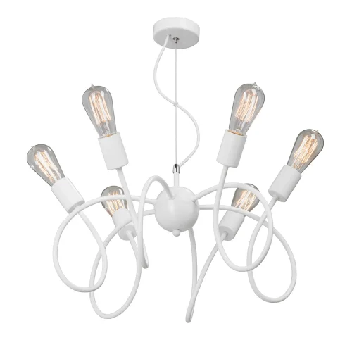 Люстра подвесная V4596-0/6S Vitaluce белая на 6 ламп, основание белое в стиле арт-деко 