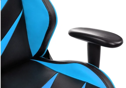 Кресло игровое Racer черное / голубое 1856 Woodville, голубой/искусственная кожа, ножки/металл/чёрный, размеры - *1280***700*570 фото 9