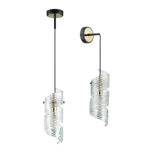 Светильник подвесной Fusilli 5439/1 Odeon Light прозрачный на 1 лампу, основание чёрное в стиле современный эклектика 