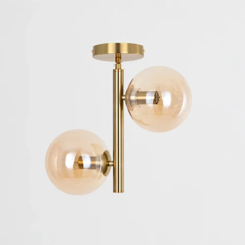 Светильник подвесной Лорен CL146023 Citilux янтарный 2 лампы, основание бронзовое в стиле современный молекула шар фото 2