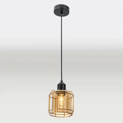Светильник подвесной Таверна CL542212 Citilux бронзовый прозрачный янтарный 1 лампа, основание чёрное в стиле кантри  фото 4