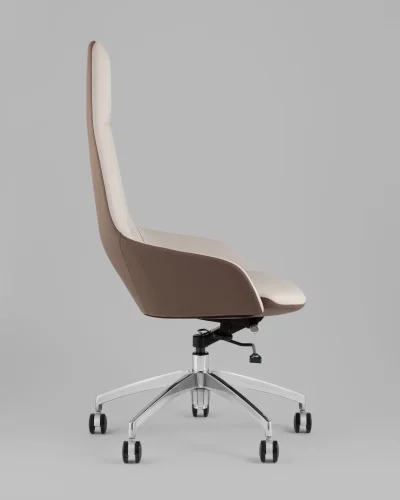 Кресло руководителя TopChairs Soulo, бежевый, коричневый УТ000039417 Stool Group, бежевый/экокожа, ножки/металл/хром, размеры - *1220**** фото 3