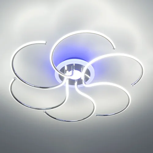 Люстра потолочная LED с пультом Джемини CL229261E Citilux хром белая на 1 лампа, основание хром в стиле современный с пультом фото 2