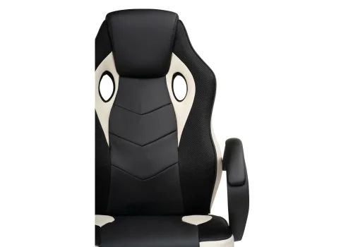 Кресло игровое Kard black / сream 15248 Woodville, бежевый/искусственная кожа, ножки/пластик/чёрный, размеры - *1210***620*690 фото 6