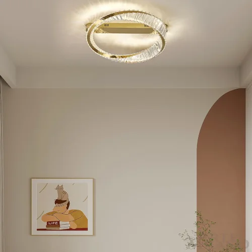 Люстра потолочная LED с пультом AM-Venezia 316223/D600 GD Arte Milano прозрачная на 1 лампу, основание золотое в стиле современный с пультом фото 11