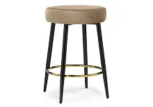 Барный стул Plato dark beige 15059 Woodville, бежевый/велюр, ножки/металл/чёрный, размеры - ****430*430