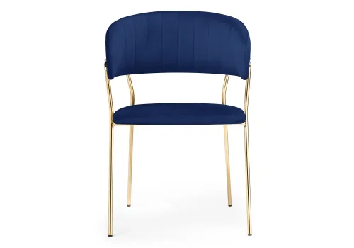 Стул на металлокаркасе Kamelia dark blue / gold 15320 Woodville, синий/велюр, ножки/металл/золотой, размеры - ****570*540 фото 2