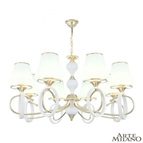 Люстра подвесная Florentia-2387 302387/8 Wh/Gd Arte Milano белая на 8 ламп, основание золотое в стиле современный арт-деко 