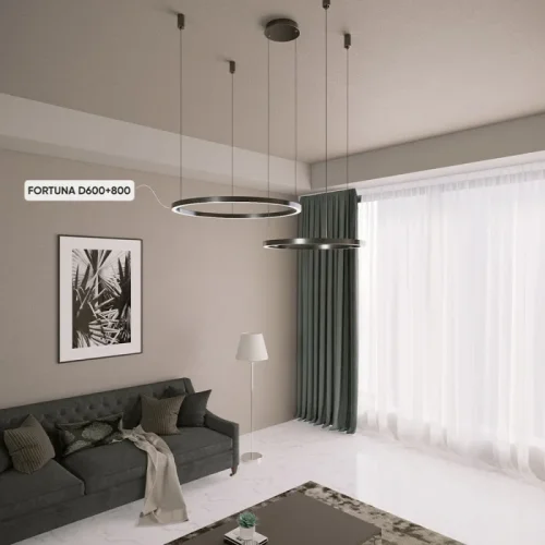 Люстра подвесная ЛЕД с пультом FORTUNA SP123W LED BLACK Crystal Lux чёрная на 1 лампу, основание чёрное в стиле минимализм кольца с пультом фото 3 Люстра подвесная ЛЕД с пультом FORTUNA SP123W LED BLACK Crystal Lux чёрная на 1 лампу, основание чёрное в стиле минимализм кольца с пультом фото 3