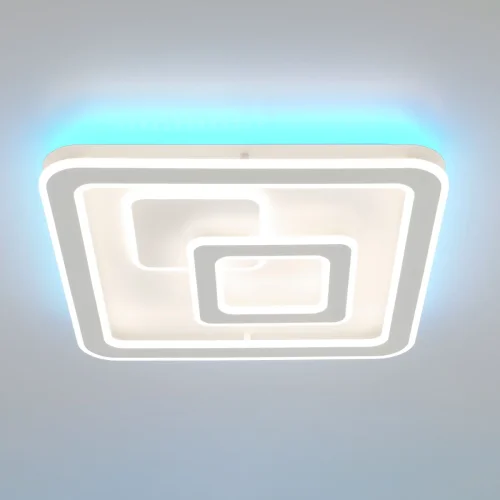 Люстра потолочная LED с пультом Квест CL739B150E Citilux белая на 1 лампа, основание белое в стиле современный с пультом квадраты фото 4