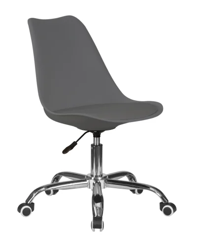 Офисное кресло набор 2 шт. SET-2 635DPP-LMZL MICKEY, цвет темно-серый (GR-04) Dobrin, /экокожа, ножки/металл/хром, размеры - 810*915***670*670 фото 3