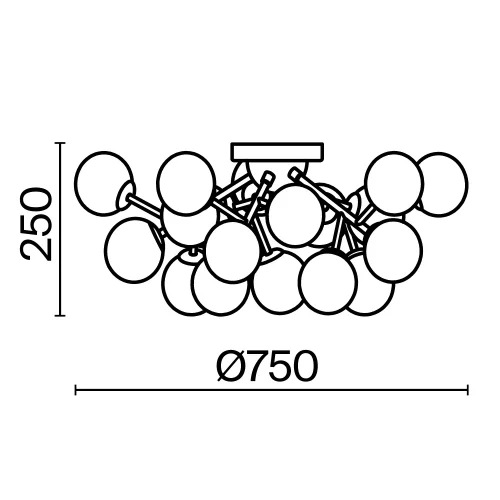 Люстра потолочная Dallas MOD545PL-20G Maytoni бежевая прозрачная янтарная на 20 ламп, основание золотое в стиле современный молекула шар фото 2