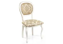 Деревянный стул Adriano молочный / патина 438315 Woodville, бежевый/ткань, ножки/массив бука/молочный, размеры - ****500*540