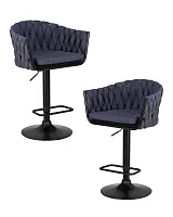 Стул барный набор 2 шт. SET-2 9690-LM LEON, цвет сиденья синий (LAR-275-29), цвет основания черный Dobrin, /текстиль, ножки/металл/чёрный, размеры - 890*1100***550*490 Стул барный набор 2 шт. SET-2 9690-LM LEON, цвет сиденья синий (LAR-275-29), цвет основания черный Dobrin, /текстиль, ножки/металл/чёрный, размеры - 890*1100***550*490