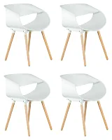 Стул обеденный набор 4 шт. SET-4 682PP-LMZL ALIEN, цвет сиденья белый (W-02), цвет основания светлый бук Dobrin, /полимер, ножки/дерево/светлый бук, размеры - *740***610*540