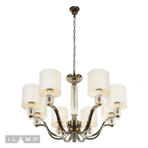 Люстра подвесная Miami P2337-8 nic iLamp бежевая на 8 ламп, основание никель в стиле современный американский 