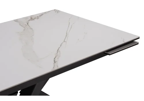 Керамический стол Бронхольм 140(200)х80х77 белый мрамор / черный 532396 Woodville столешница белая мрамор из керамика фото 4