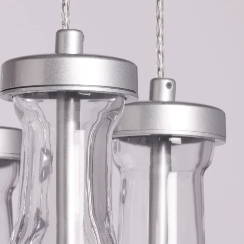 Светильник подвесной Крайс 657014007 DeMarkt прозрачный 7 ламп, основание серебряное в стиле современный каскад фото 10