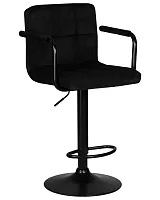 Стул барный 5011_BlackBase-LM KRUGER ARM BLACK, цвет сиденья черный вельвет (LAR-E2041-52), цвет основания черный Dobrin, чёрный/вельвет, ножки/металл/чёрный, размеры - 920*1130***510*490