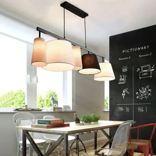 Светильник подвесной Parecchi Black L117 Square section 102006-26 ImperiumLoft белый бежевый на 5 ламп, основание чёрное в стиле современный фото 11