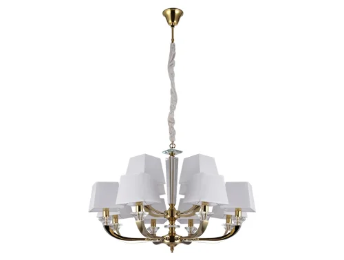 Люстра подвесная 11408+4/C gold Newport белая на 12 ламп, основание прозрачное в стиле американский современный классический 