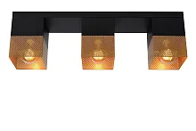 Светильник потолочный Renate 21123/03/02 Lucide чёрный матовый золото 3 лампы, основание чёрное матовое золото в стиле современный 