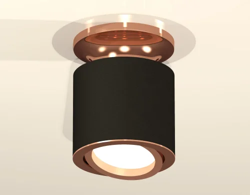 Светильник накладной XS7402120 Ambrella light чёрный 1 лампа, основание золотое в стиле хай-тек современный круглый фото 3