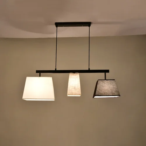 Светильник подвесной Parecchi Black L117 Square section 102006-26 ImperiumLoft белый бежевый на 5 ламп, основание чёрное в стиле современный фото 5