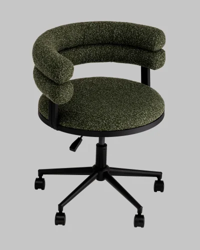 Стул офисный Ponty, зелёный, чёрные ножки УТ000040477 Stool Group, зелёный/букле, ножки/пластик/чёрный, размеры - 670*750***700*610 фото 6