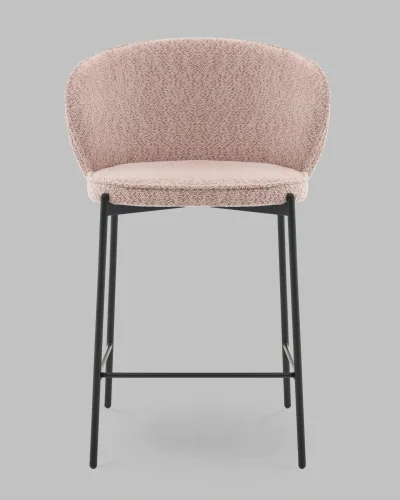 Стул полубарный Тисдейл букле розово-персиковый УТ000041694 Stool Group, розовый/букле, ножки/металл/чёрный, размеры - ***** фото 2